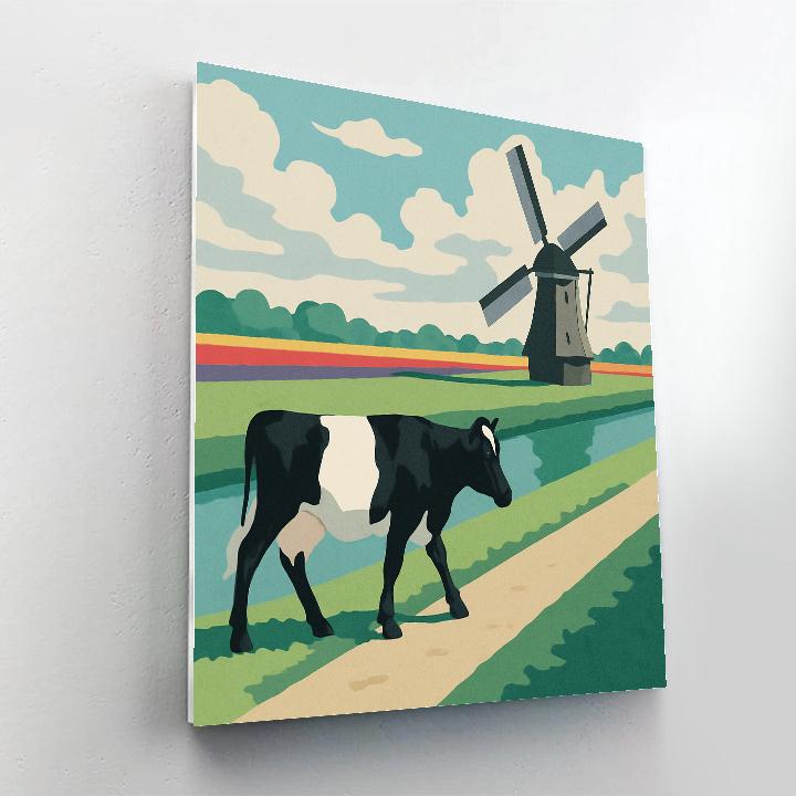 Windmill Shadow Cow Drift DIY paint by numbers