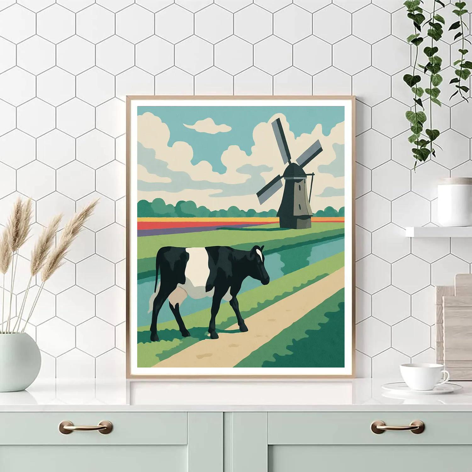 Windmill Shadow Cow Drift DIY paint by numbers