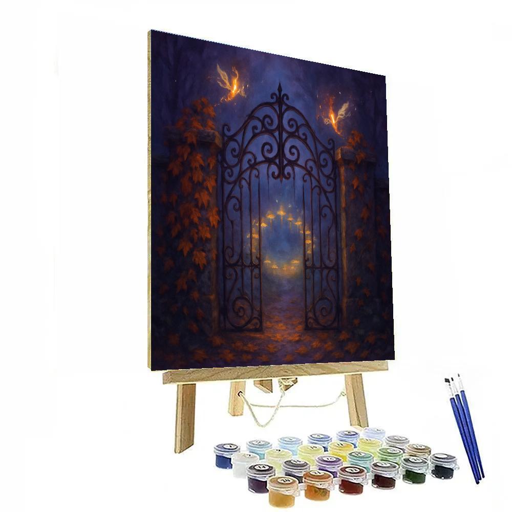 Mushroom Ring Moonlit Garden Gate Number painting