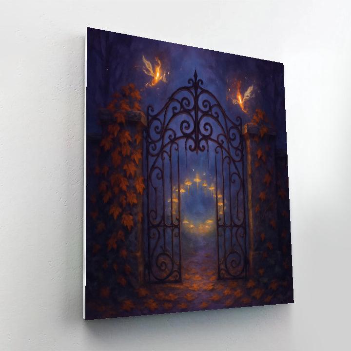 Mushroom Ring Moonlit Garden Gate Number painting