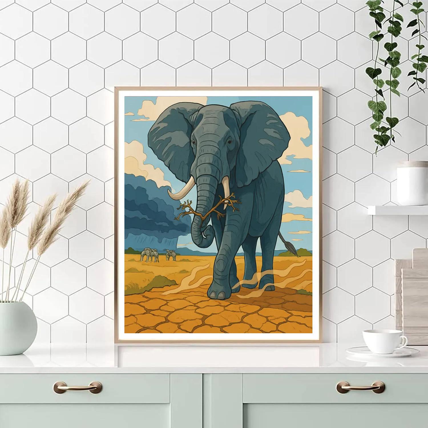 Savannah Stormshadow Elephant paint by numbers