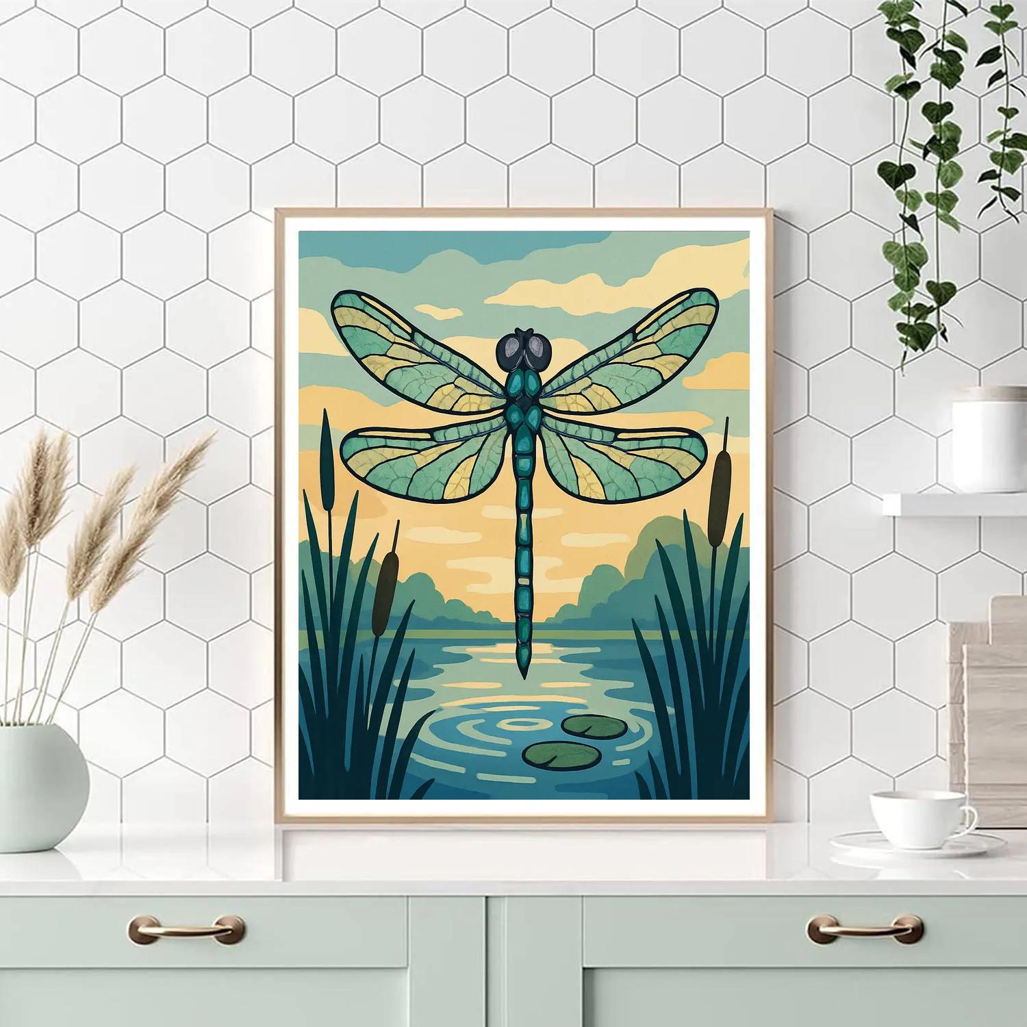 Kaleidoscope Marsh Dragonfly Painting by numbers kit