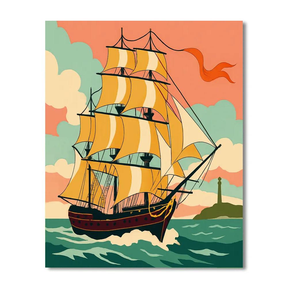 Saffron Windjammer Ship Paint by numbers kits