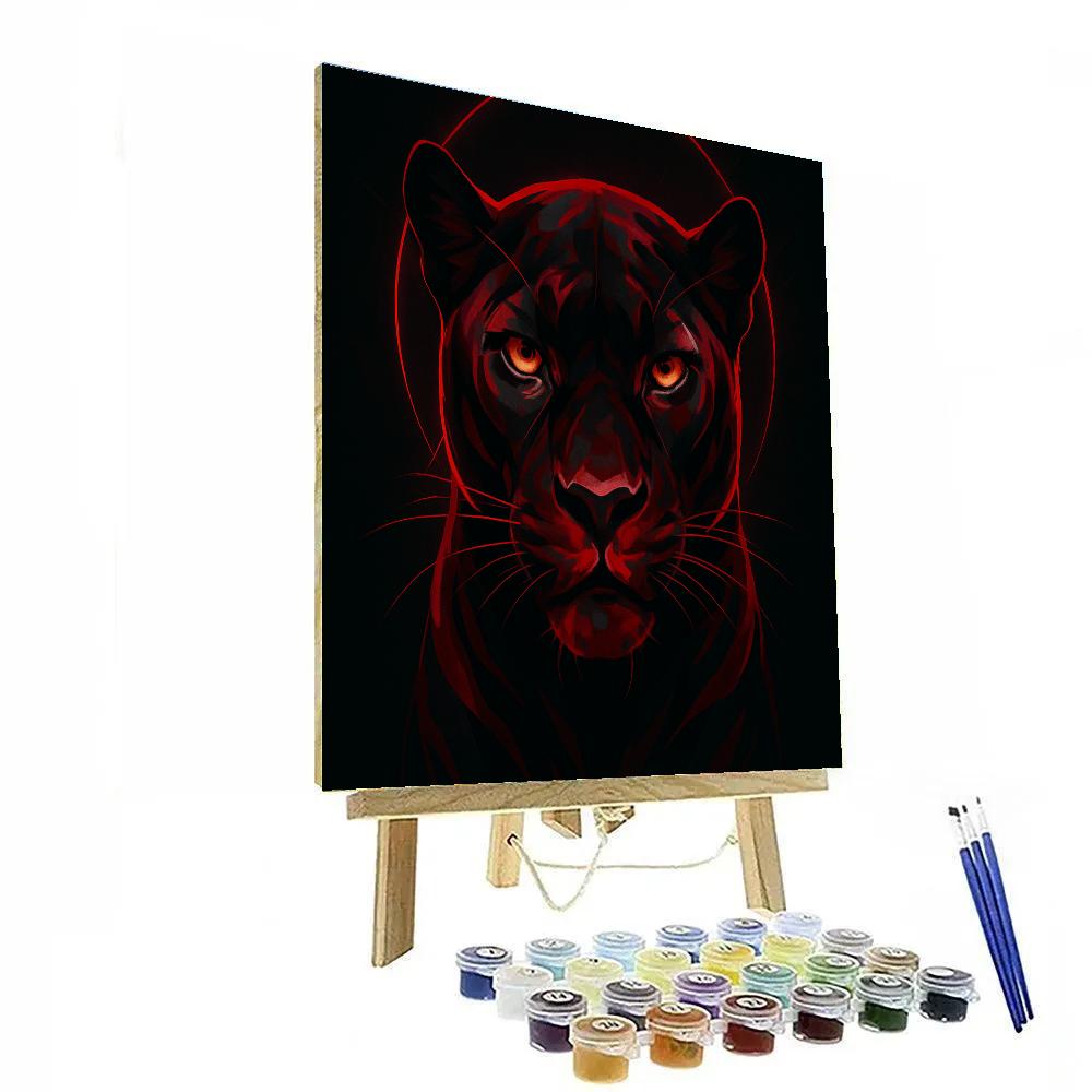 Crimson Eclipse Panther Painting by numbers kit