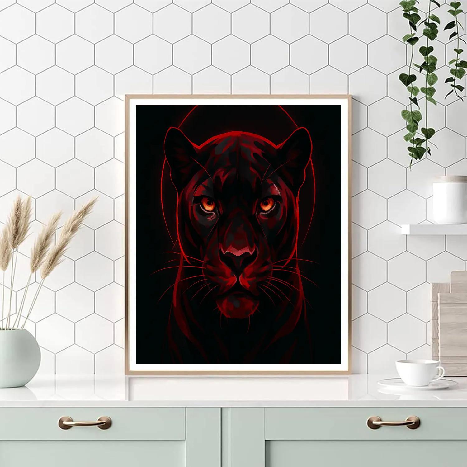 Crimson Eclipse Panther Painting by numbers kit