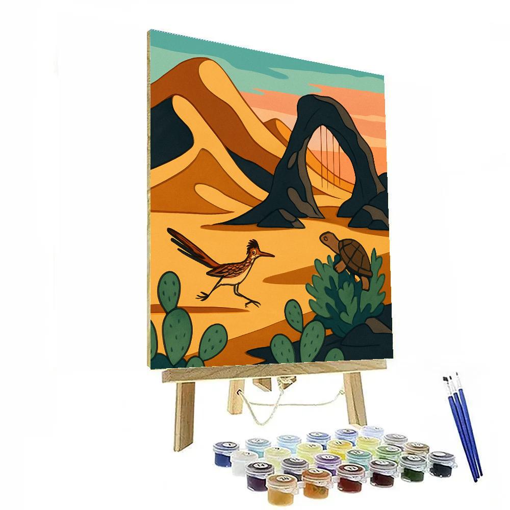 Wind Sculpted Dunes With Desert Wildlife paint by numbers
