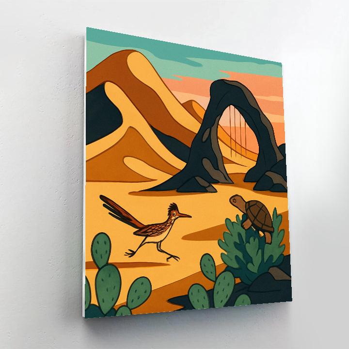 Wind Sculpted Dunes With Desert Wildlife paint by numbers