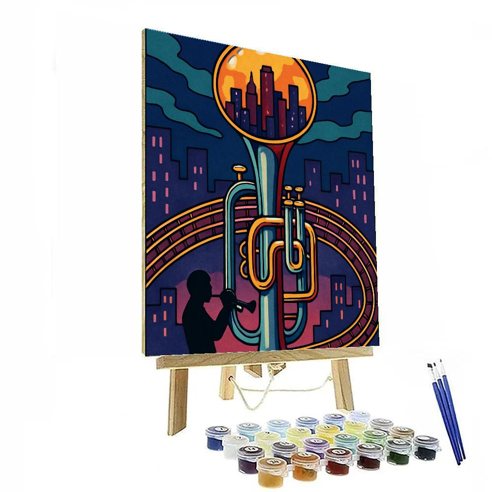 Jazz Inlaid Skyline Trumpet Number painting