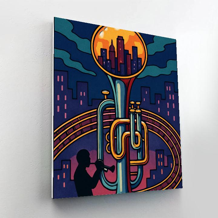 Jazz Inlaid Skyline Trumpet Number painting