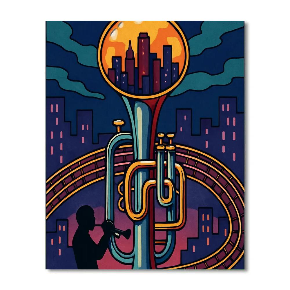 Jazz Inlaid Skyline Trumpet Number painting