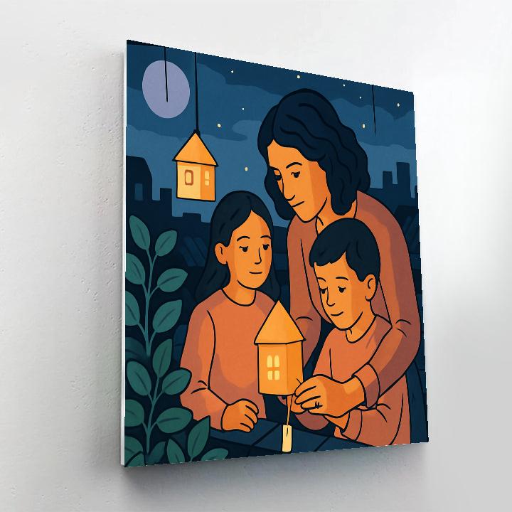 Paper Lanterns For Mother painting number kit