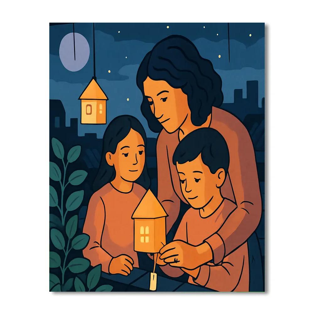 Paper Lanterns For Mother painting number kit