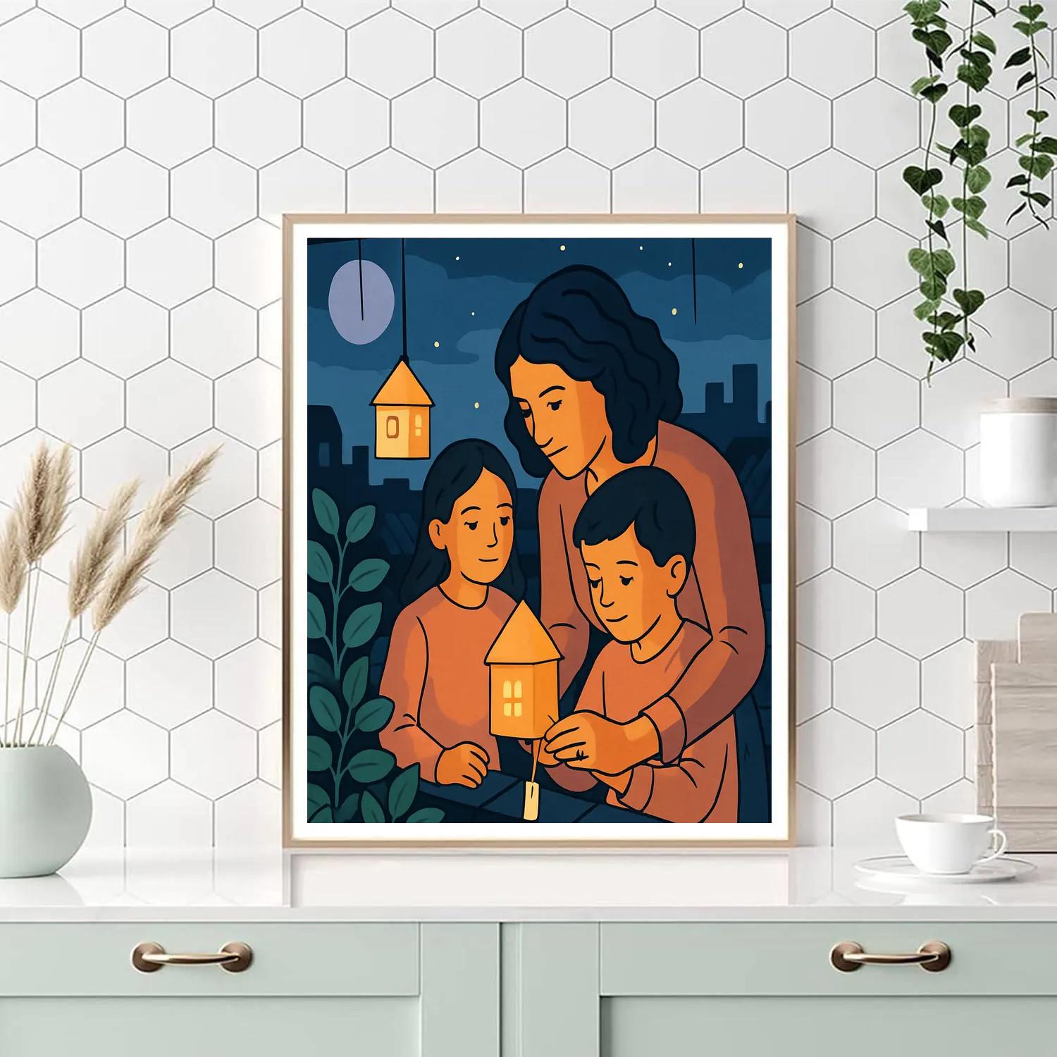 Paper Lanterns For Mother painting number kit