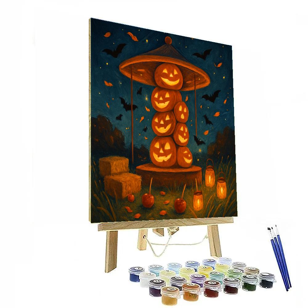 Stacked Jack O Lantern Carousel In The Meadow DIY paint by numbers