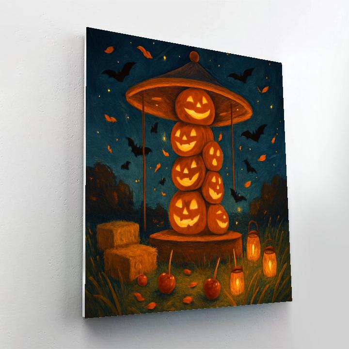 Stacked Jack O Lantern Carousel In The Meadow DIY paint by numbers