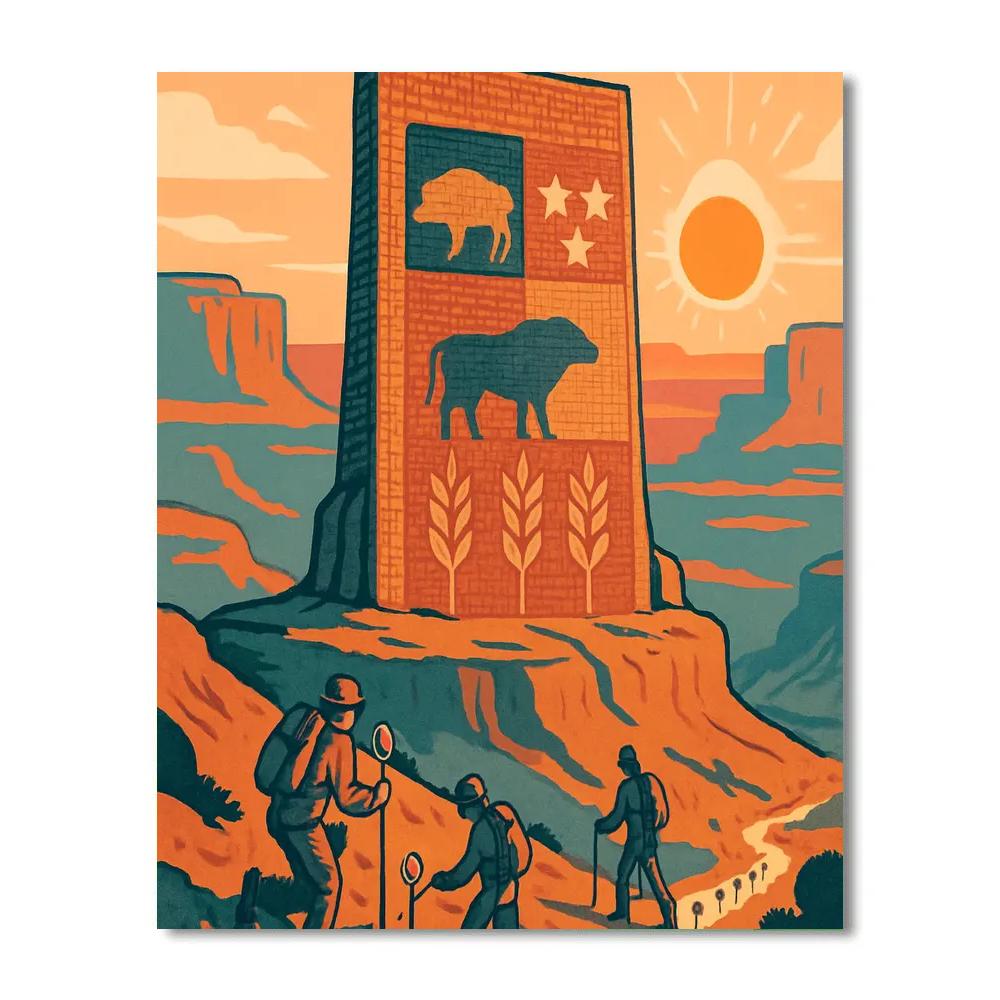 National-Tapestry Desert Monument Sunrise paint by color