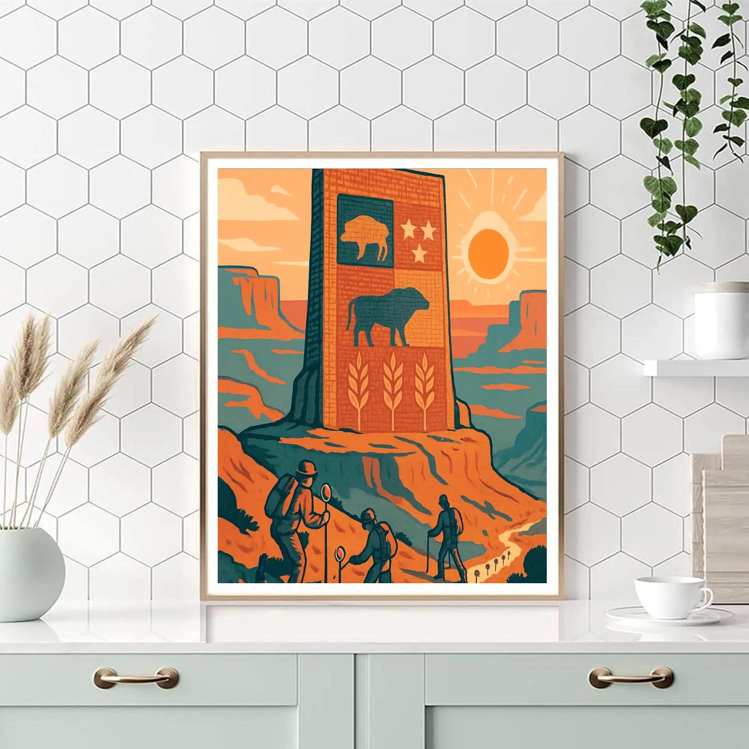 National-Tapestry Desert Monument Sunrise paint by color