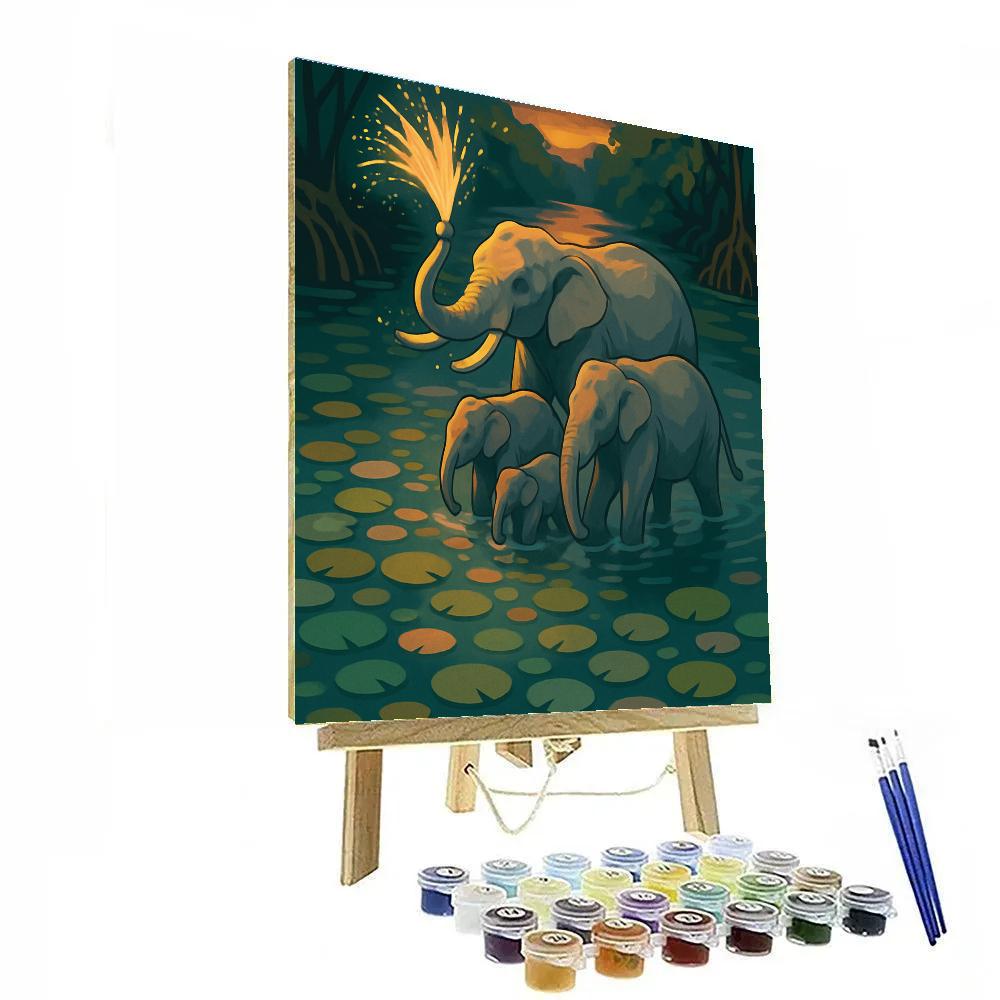 Elephant With Riverlight Lily Mosaic DIY paint by numbers