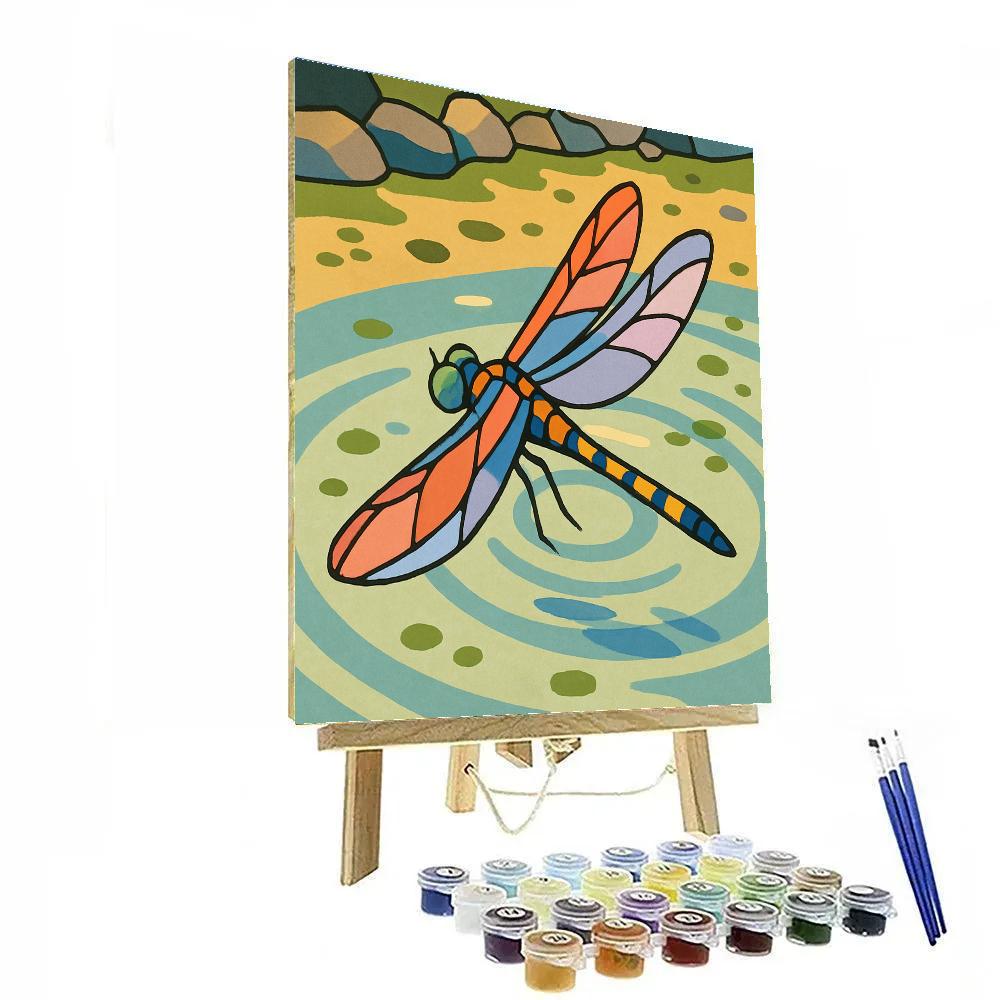 Pond Reflections With Dragonfly Flight DIY paint by numbers
