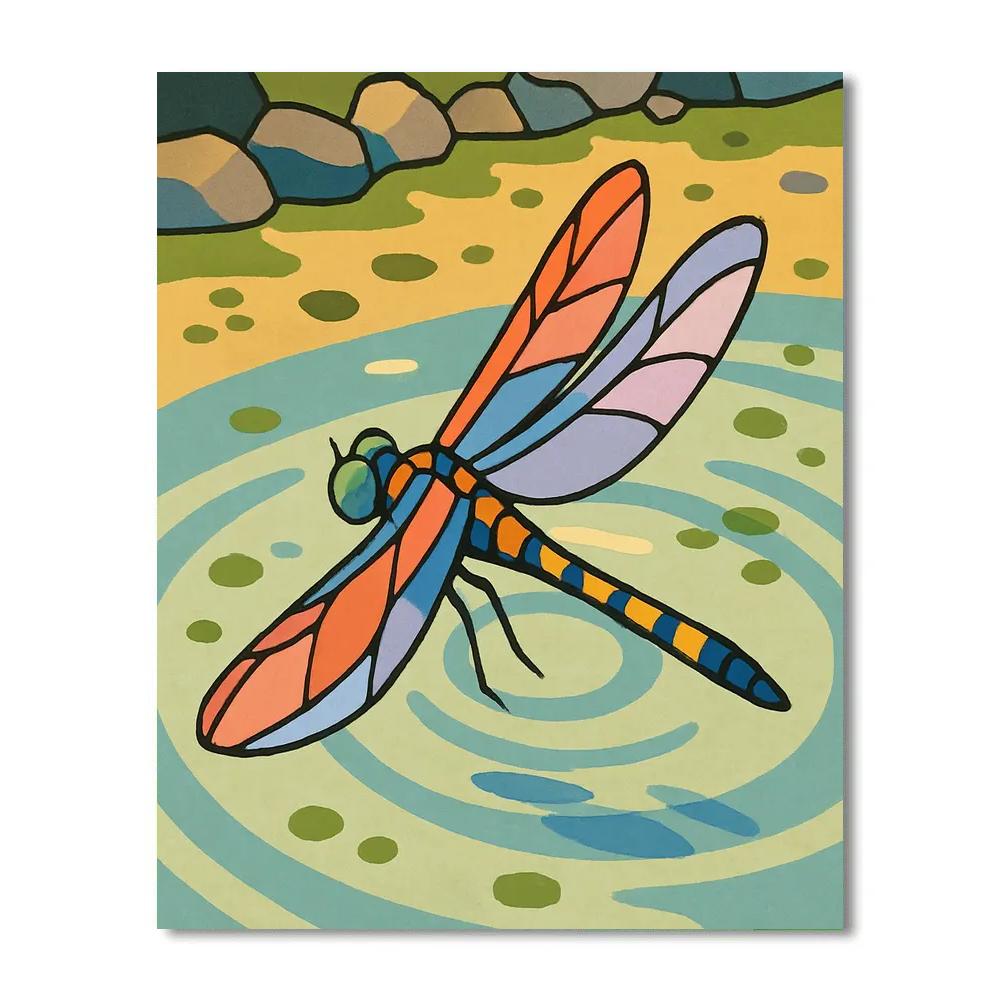 Pond Reflections With Dragonfly Flight DIY paint by numbers