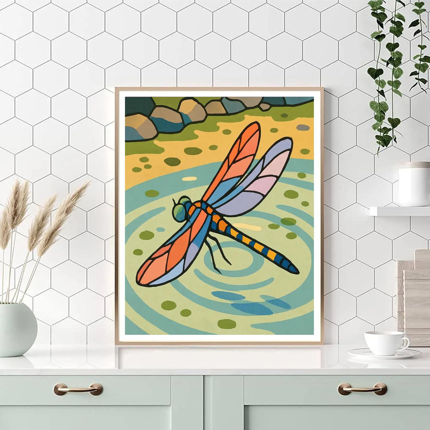 Pond Reflections With Dragonfly Flight DIY paint by numbers