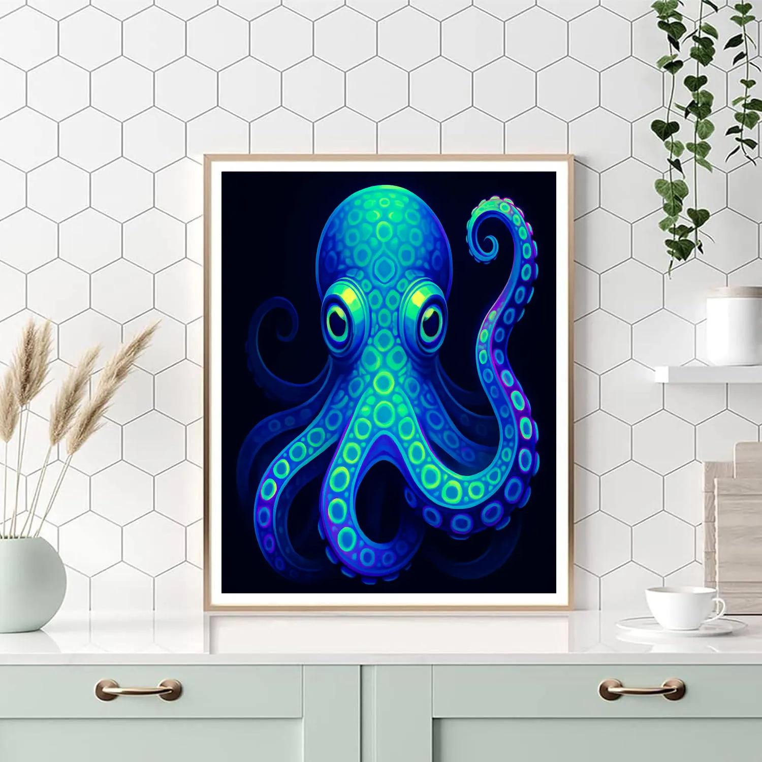 Neon Circuit Octopus Oracle DIY paint by numbers