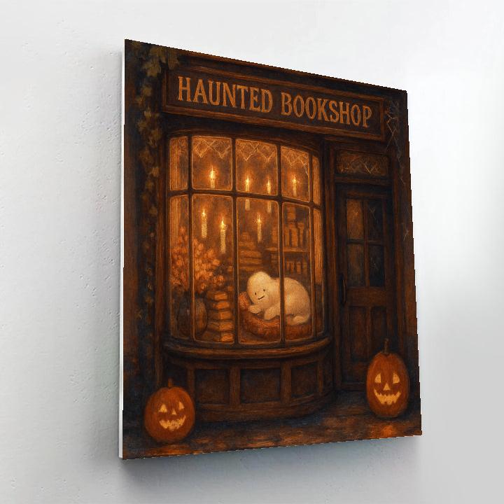 Haunted Bookshop Window With Floating Candles Painting by numbers kit