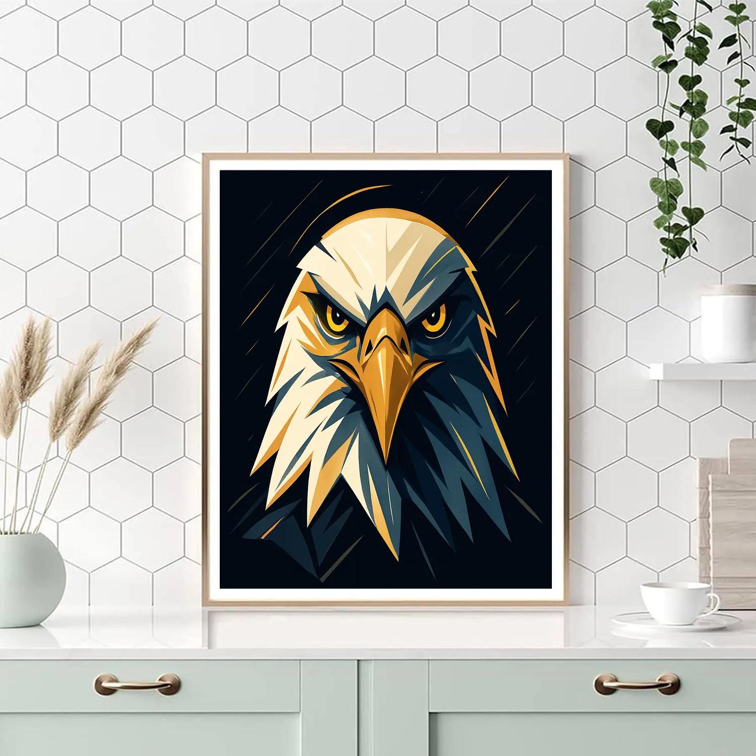 Golden Storm Eagle Gaze Paint by numbers art