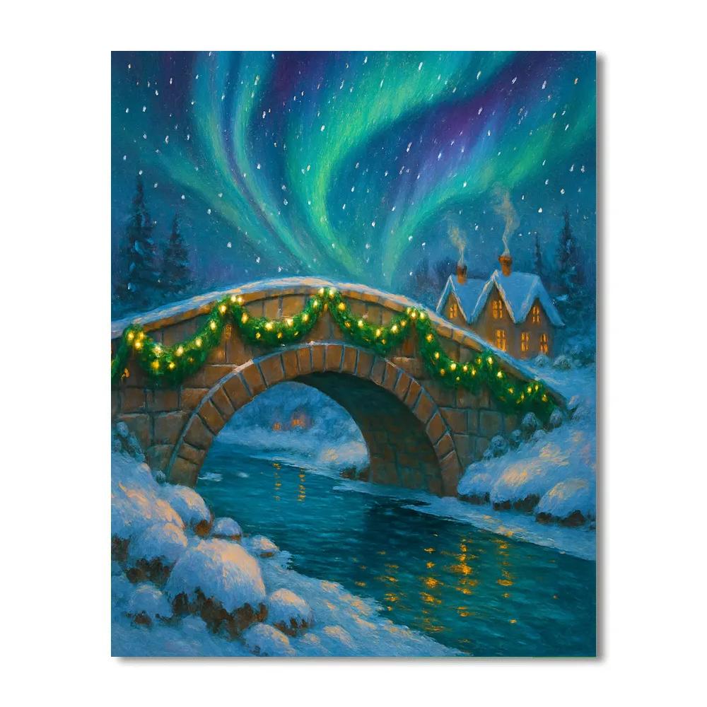 Northern Lights Over The Wreath Bridge Painting by numbers kit