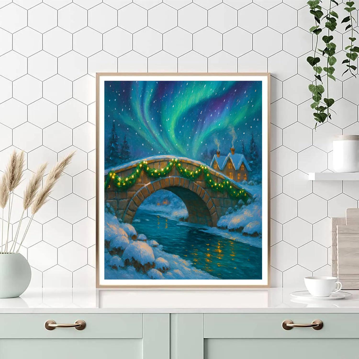 Northern Lights Over The Wreath Bridge Painting by numbers kit