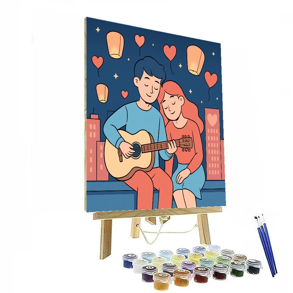 Valentines Day Starlit Rooftop Serenade Paint by numbers kits