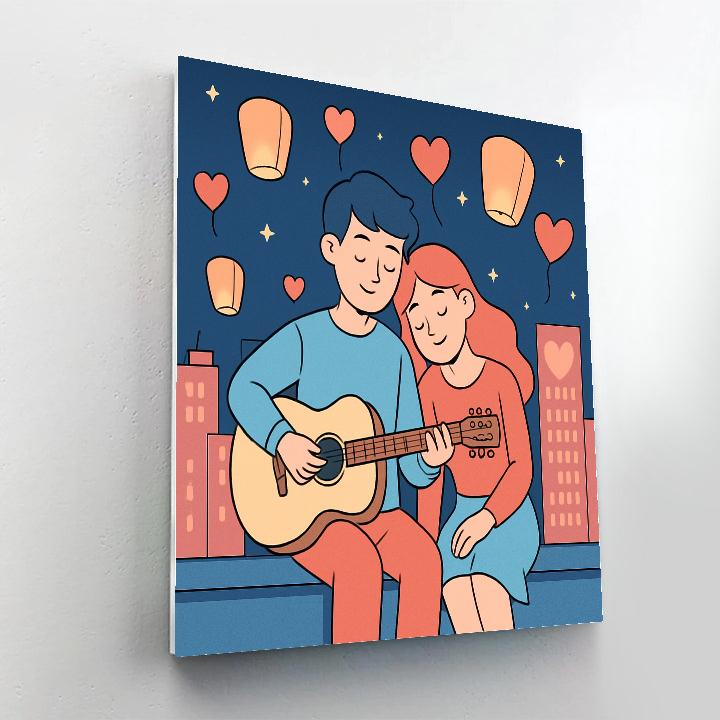Valentines Day Starlit Rooftop Serenade Paint by numbers kits