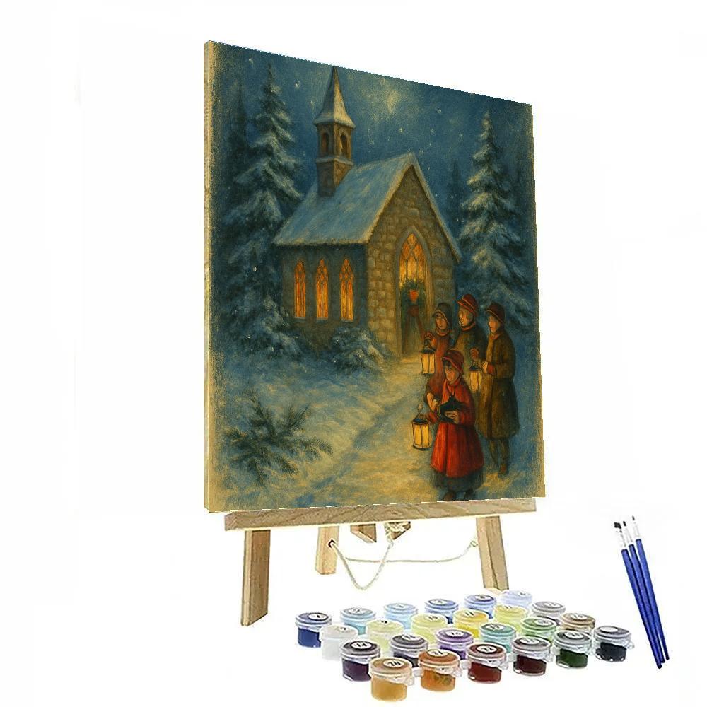 Moonlit Churchyard With Caroling Lanterns Numbered painting kits