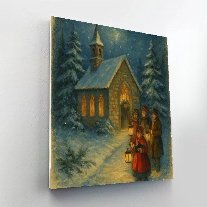 Moonlit Churchyard With Caroling Lanterns Numbered painting kits