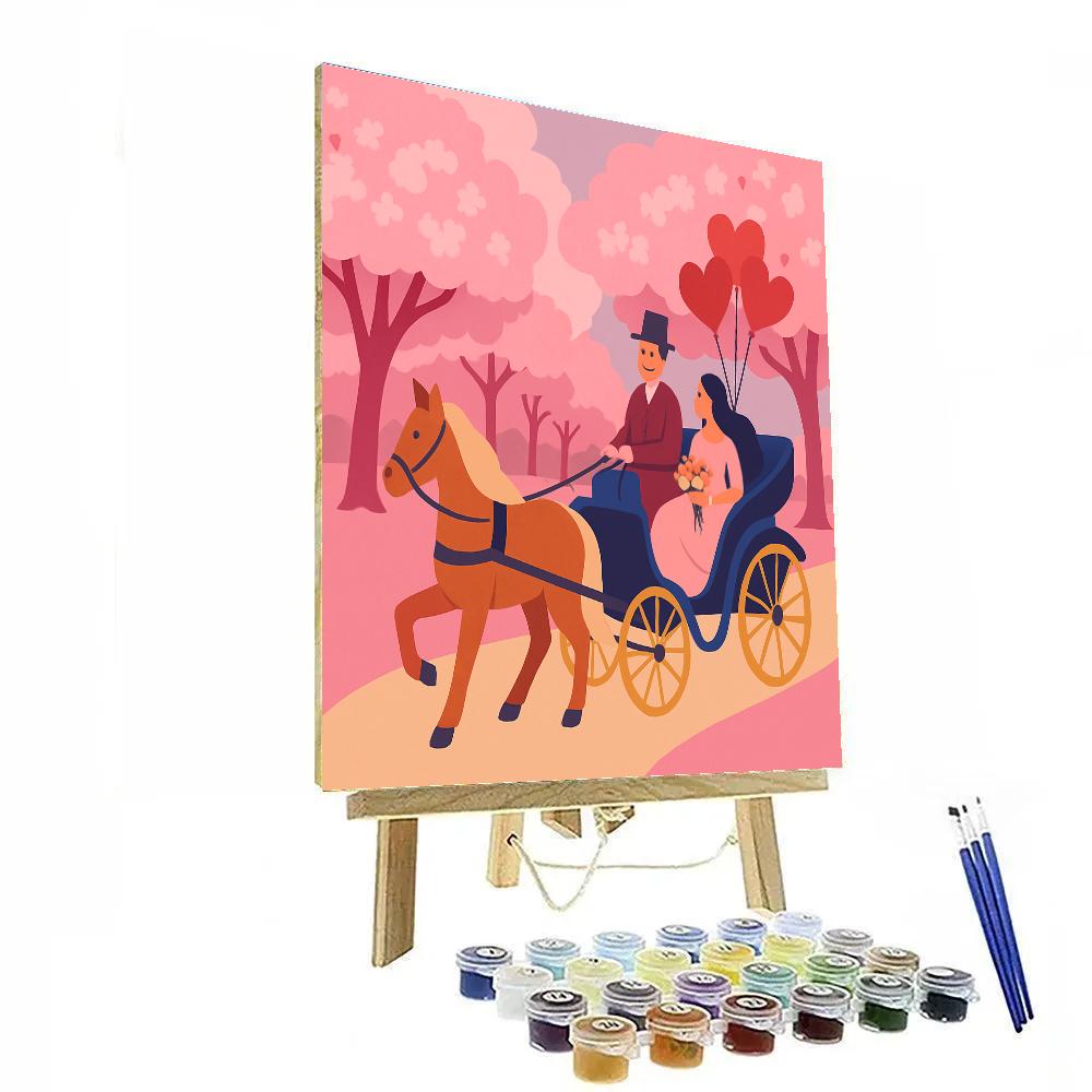 Cherry Blossom Carriage Ride Valentines Day Edition Paint by numbers art