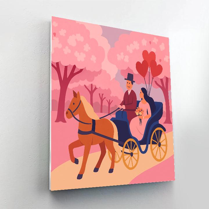 Cherry Blossom Carriage Ride Valentines Day Edition Paint by numbers art