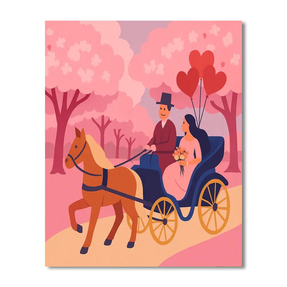 Cherry Blossom Carriage Ride Valentines Day Edition Paint by numbers art