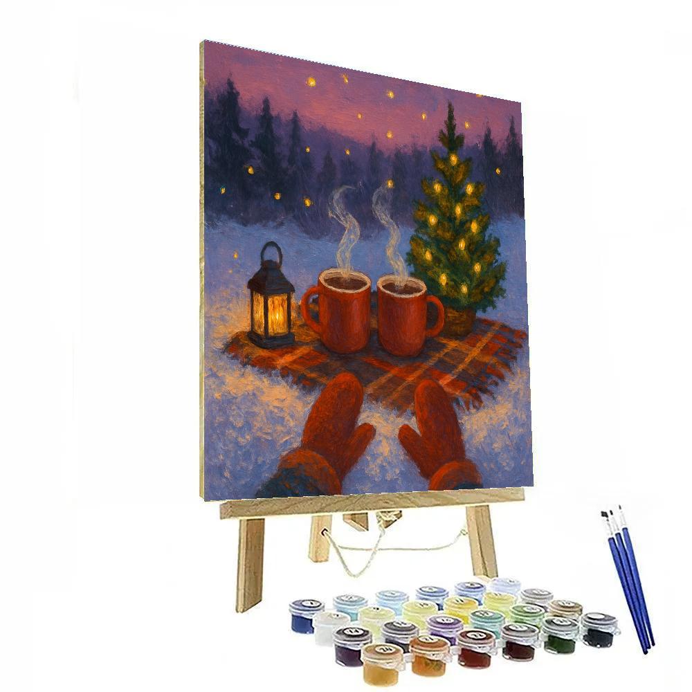 Winter Picnic With Hot Cocoa And Fireflies Painting by numbers kit