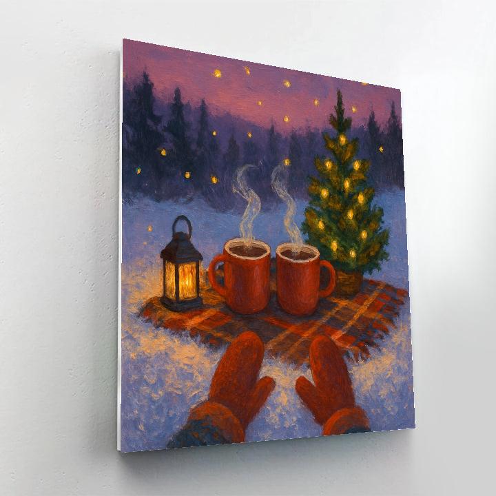 Winter Picnic With Hot Cocoa And Fireflies Painting by numbers kit