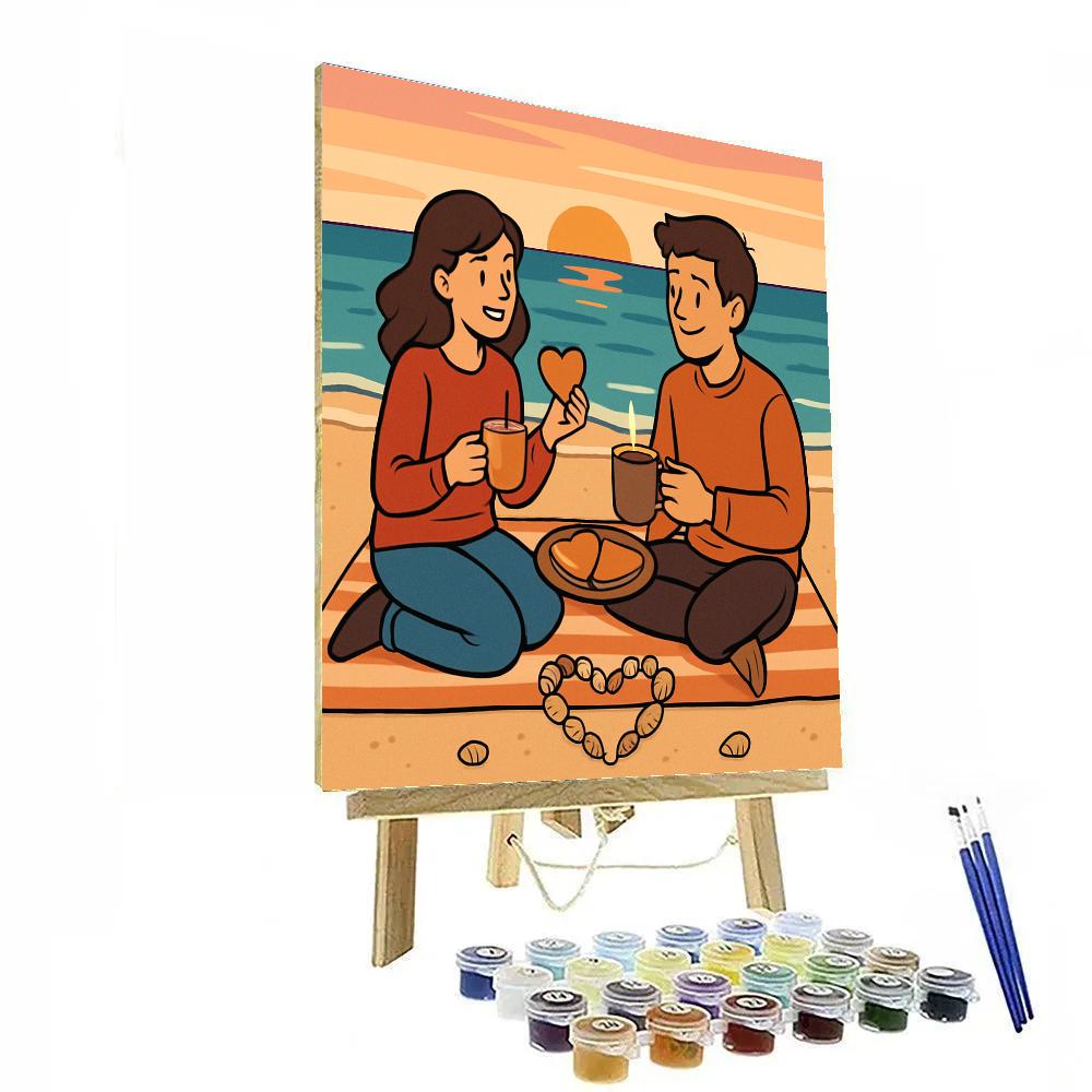 Sunrise Beach Picnic Of Valentines Day Joy paint by numbers