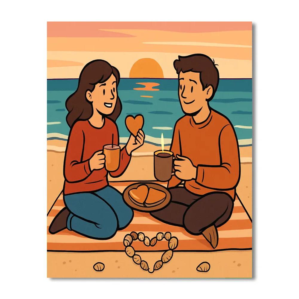 Sunrise Beach Picnic Of Valentines Day Joy paint by numbers