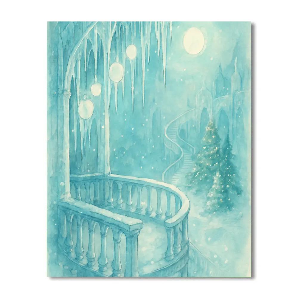 Ice Castle Balcony With Hanging Ornaments Paint by numbers art