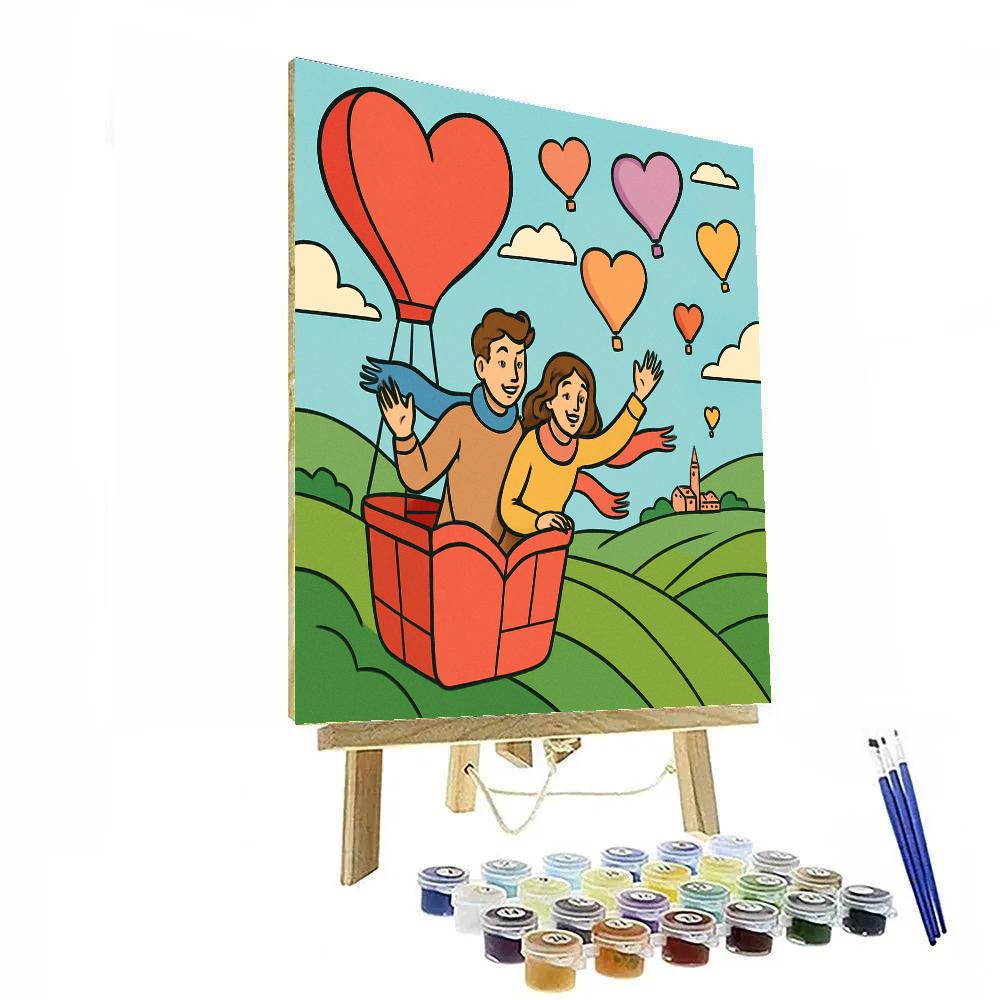 Sweetheart Hot Air Balloon Parade Valentines Day Style painting number kit