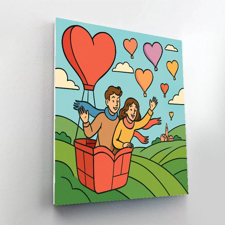 Sweetheart Hot Air Balloon Parade Valentines Day Style painting number kit