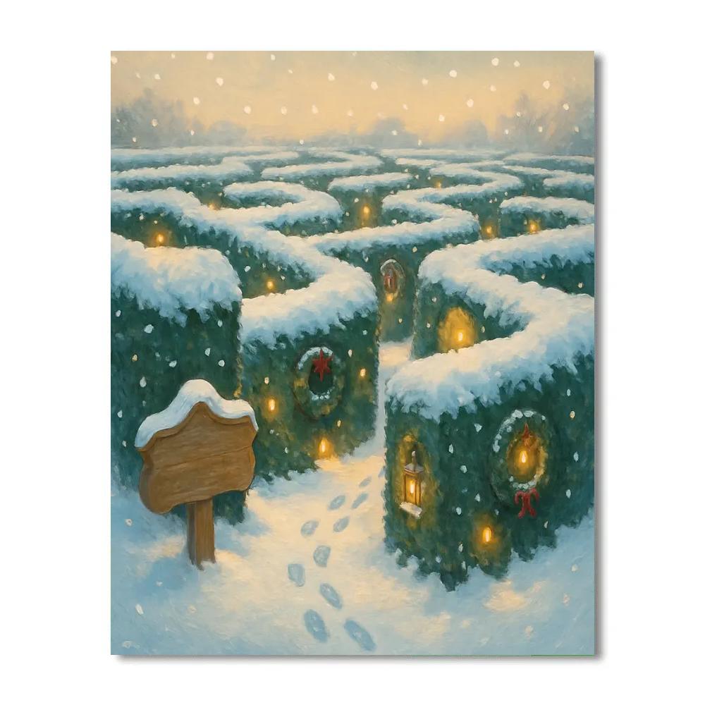 Evergreen Maze With Hidden Warm Lights Paint by numbers art