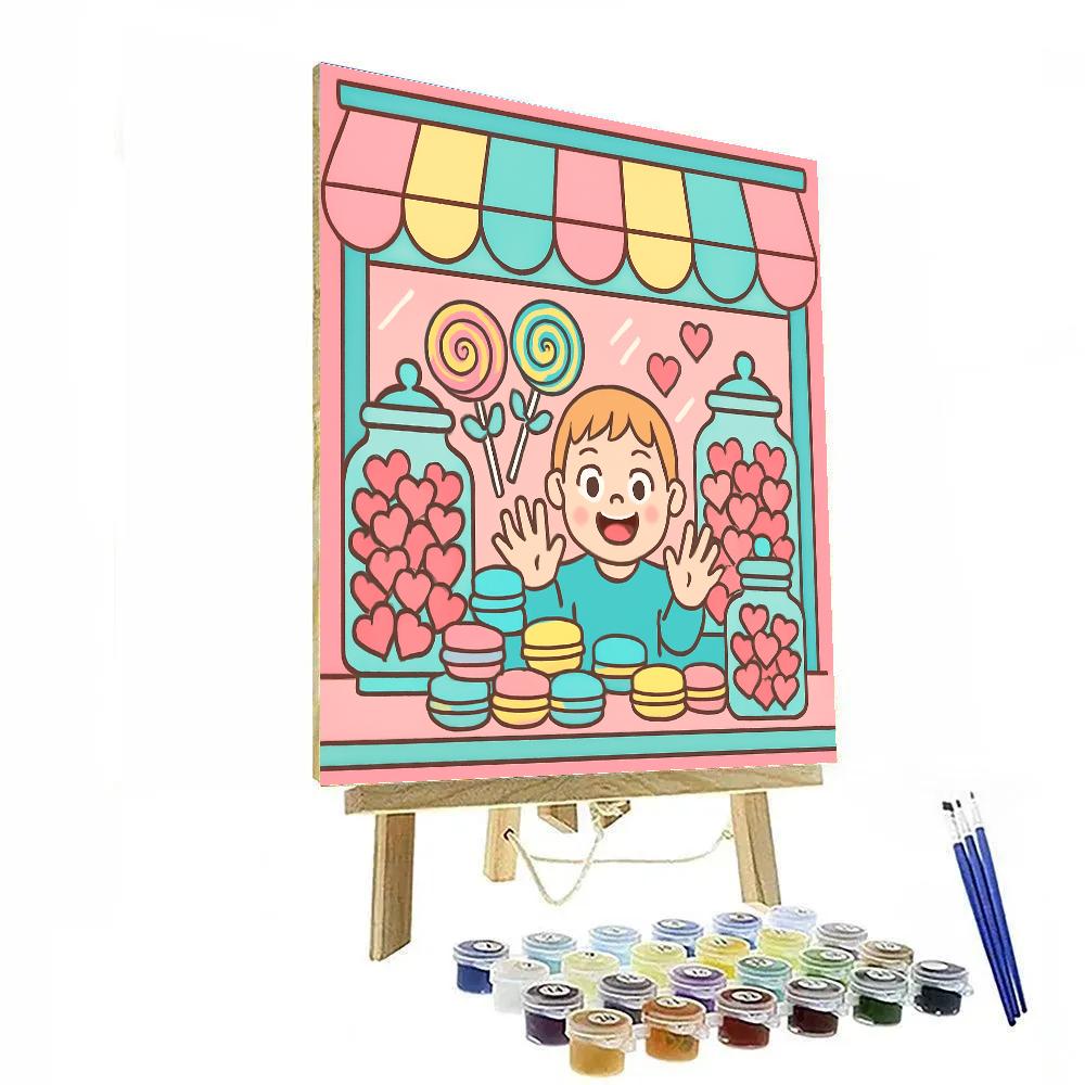 Candy Shop Window Valentines Day Display Numbered painting kits