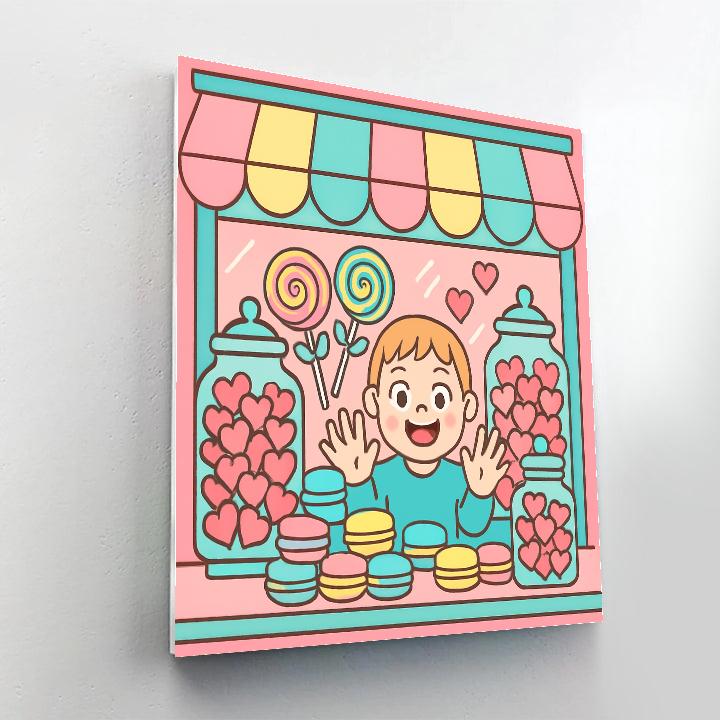 Candy Shop Window Valentines Day Display Numbered painting kits