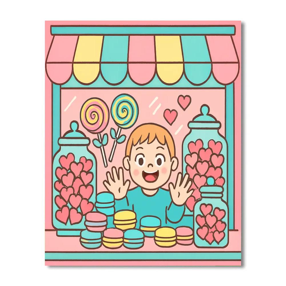 Candy Shop Window Valentines Day Display Numbered painting kits