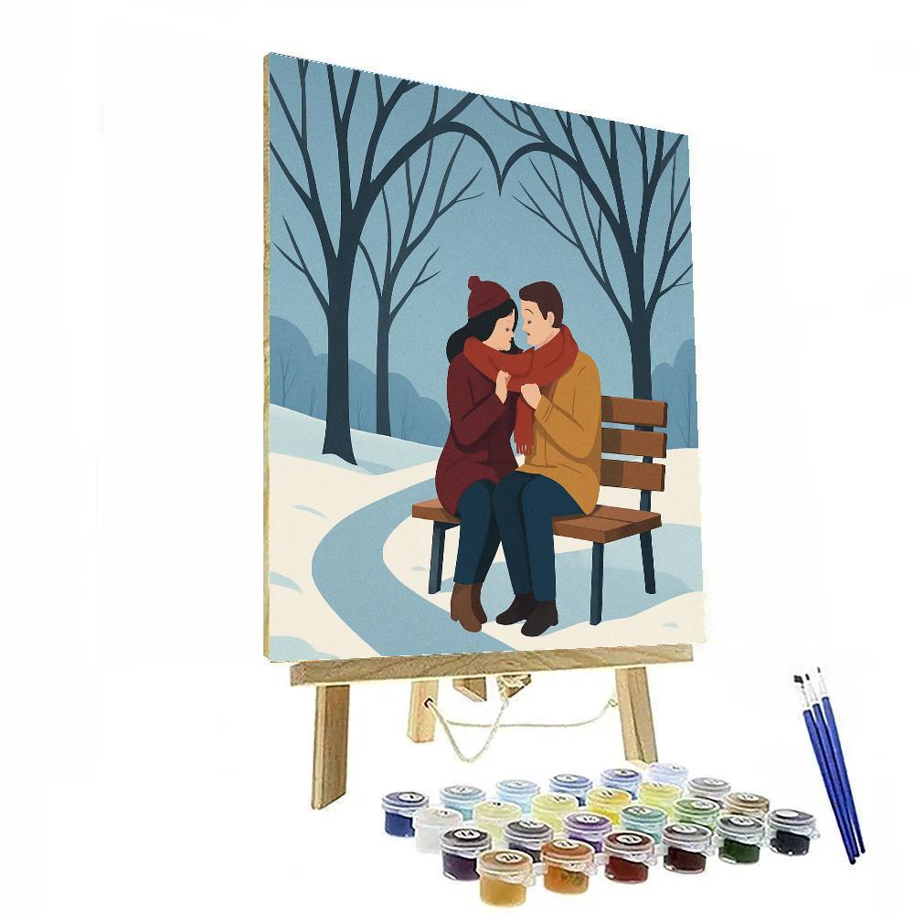 Snowy Park Bench Valentines Day Promise Paint by numbers kits