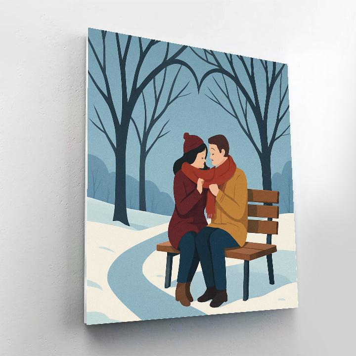 Snowy Park Bench Valentines Day Promise Paint by numbers kits